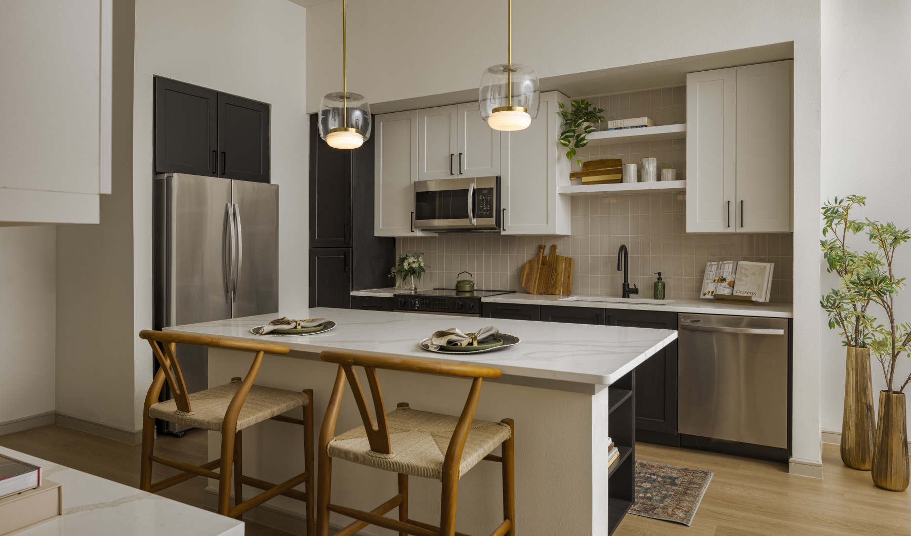 Large Kitcen with island with stainless steel applicances 